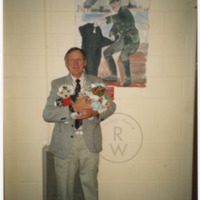 Fred Colebourn with stuffed toy bears