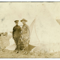 Harry Colebourn and Sergeant Assistant, in camp