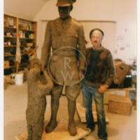 William Epp with Winnie-the-Bear statue